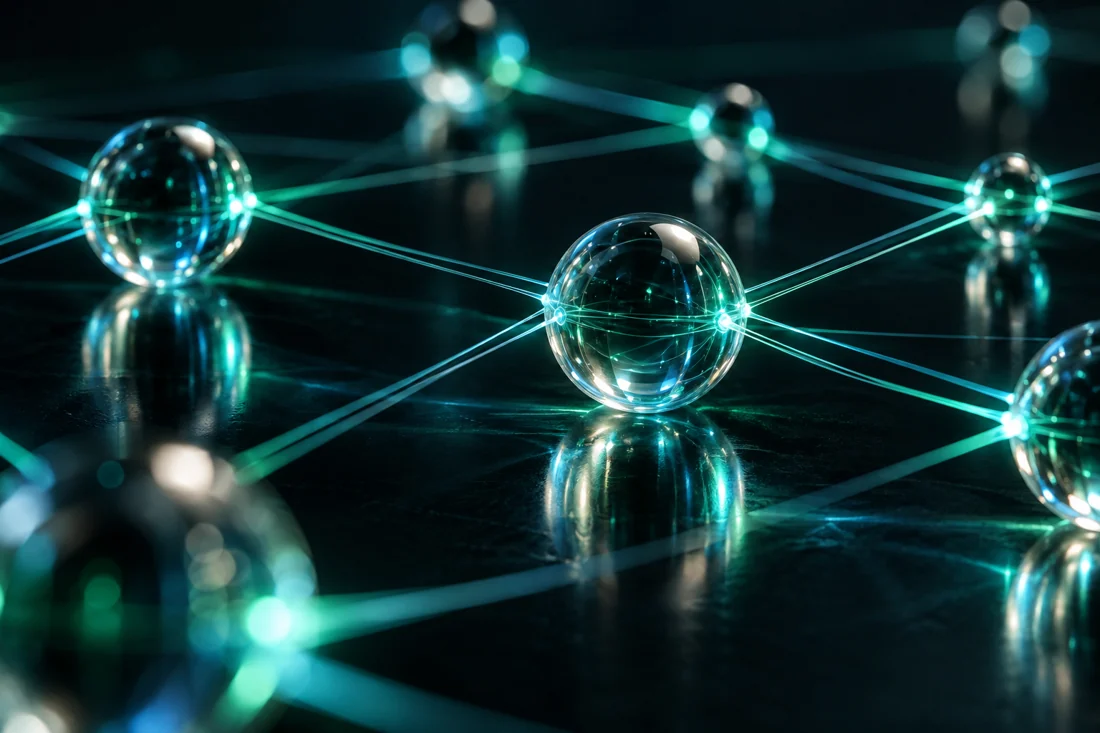 Glass nodes representing connected media data